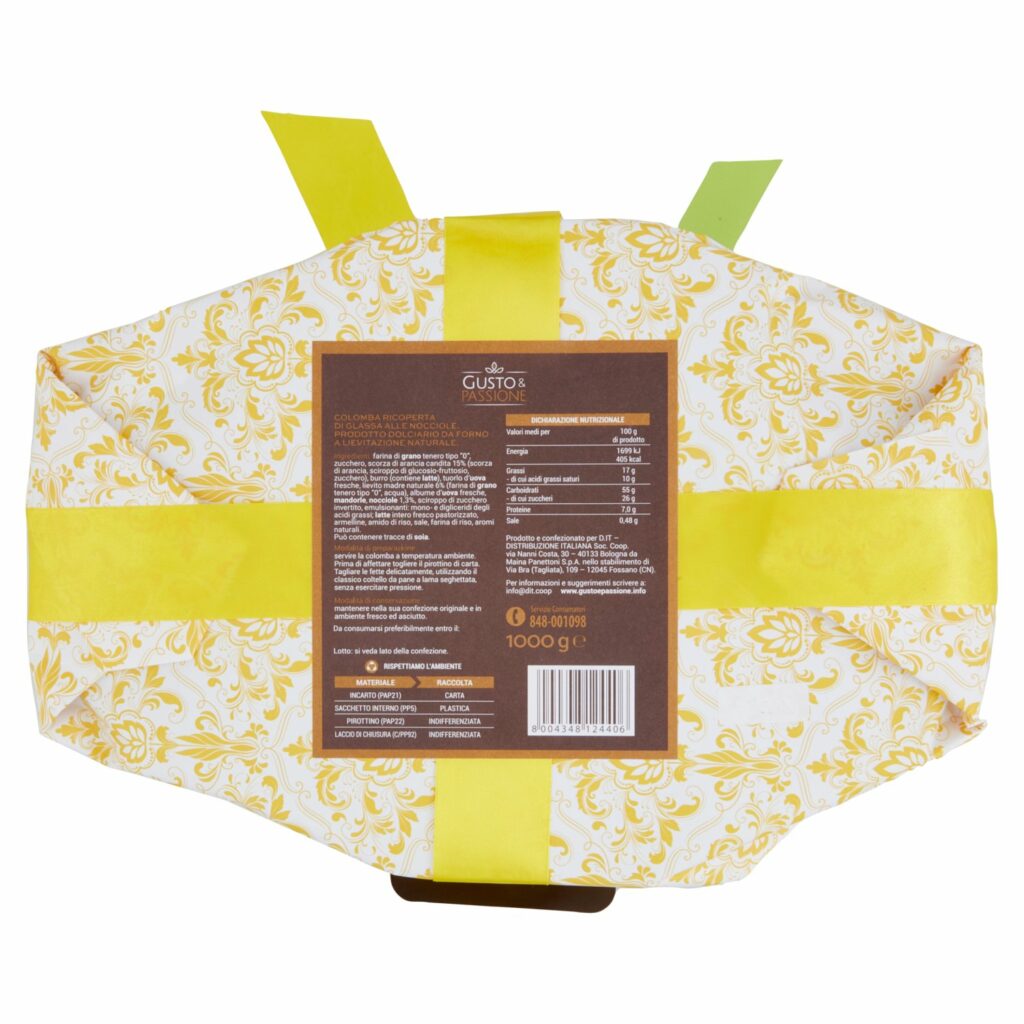 Gusto & Passione Colomba con Glassa alle Nocciole 1000 g