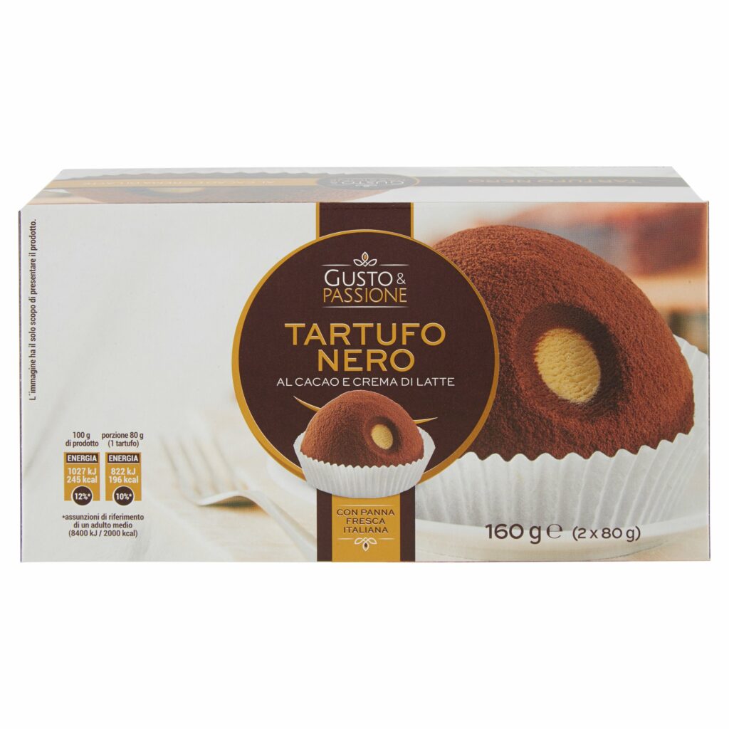 Gusto & Passione Tartufo Nero al Cacao e Crema di Latte 2 x 80 g