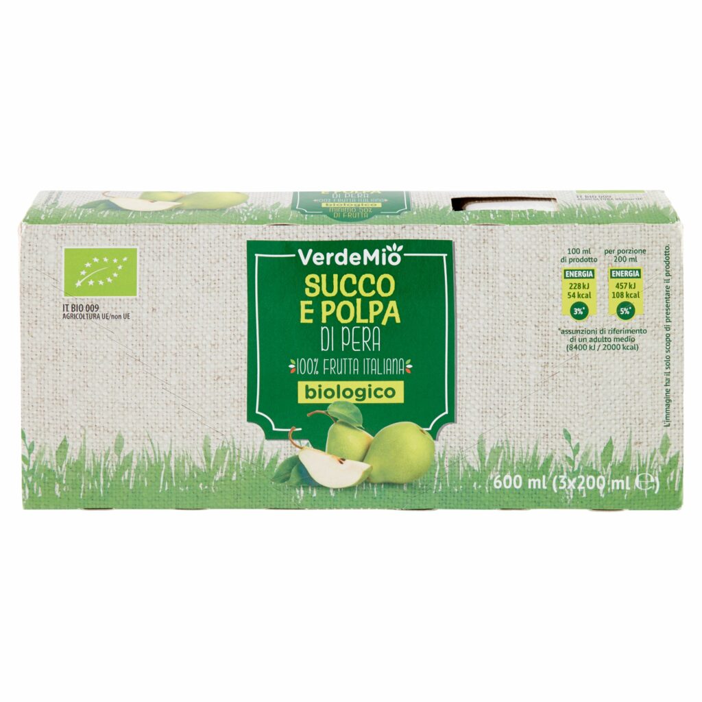 VerdeMio Succo e Polpa di Pera biologico 3 x 200 ml