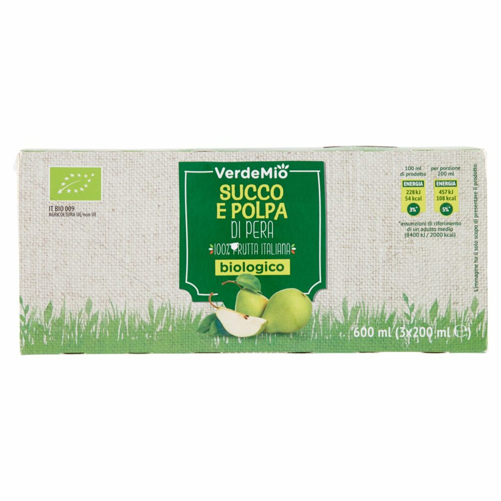 VerdeMio Succo e Polpa di Pera biologico 3 x 200 ml