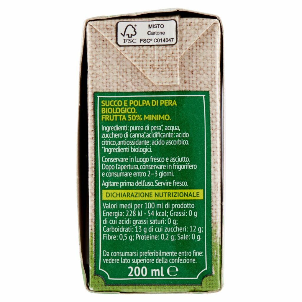 VerdeMio Succo e Polpa di Pera biologico 3 x 200 ml