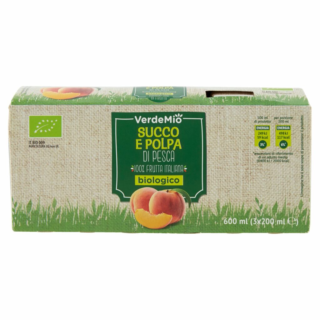 VerdeMio Succo e Polpa di Pesca biologico 3 x 200 ml