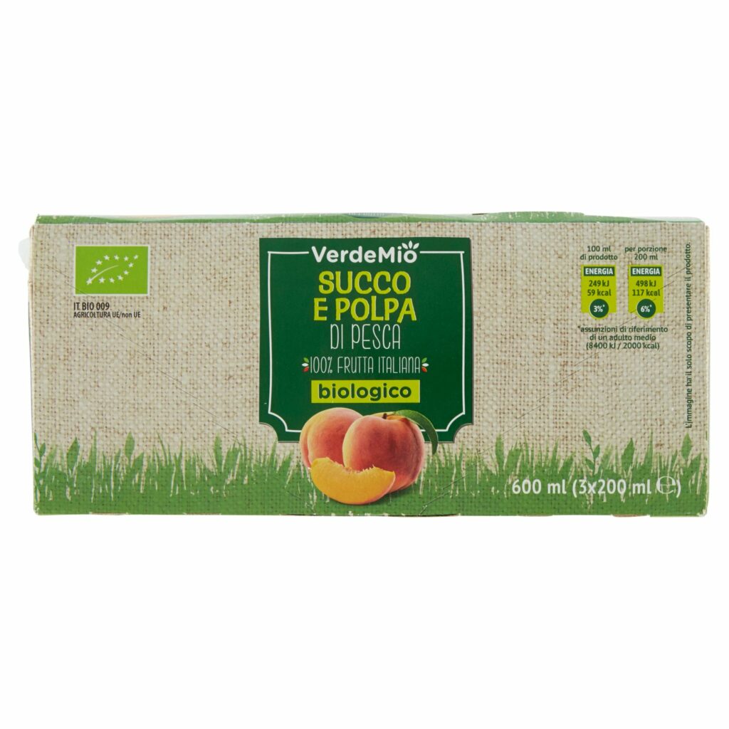 VerdeMio Succo e Polpa di Pesca biologico 3 x 200 ml