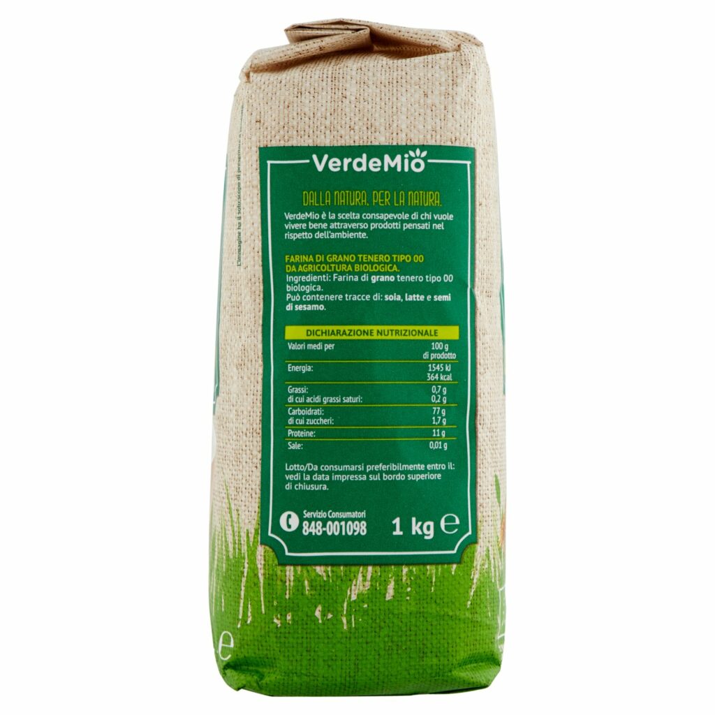 VerdeMio Farina di Grano Tenero Tipo 00 biologico 1 kg
