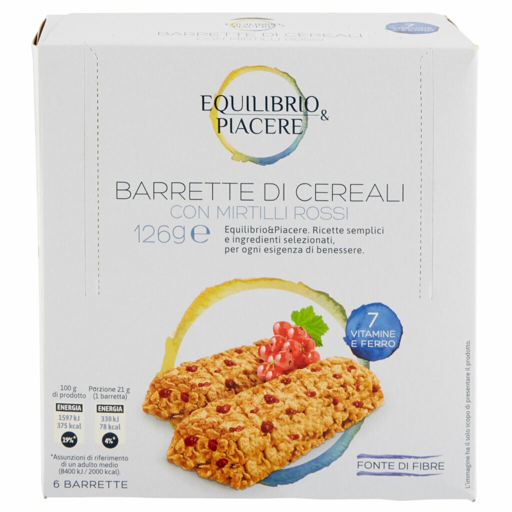 Equilibrio & Piacere Barrette di Cereali con Mirtilli Rossi 6 x 21 g