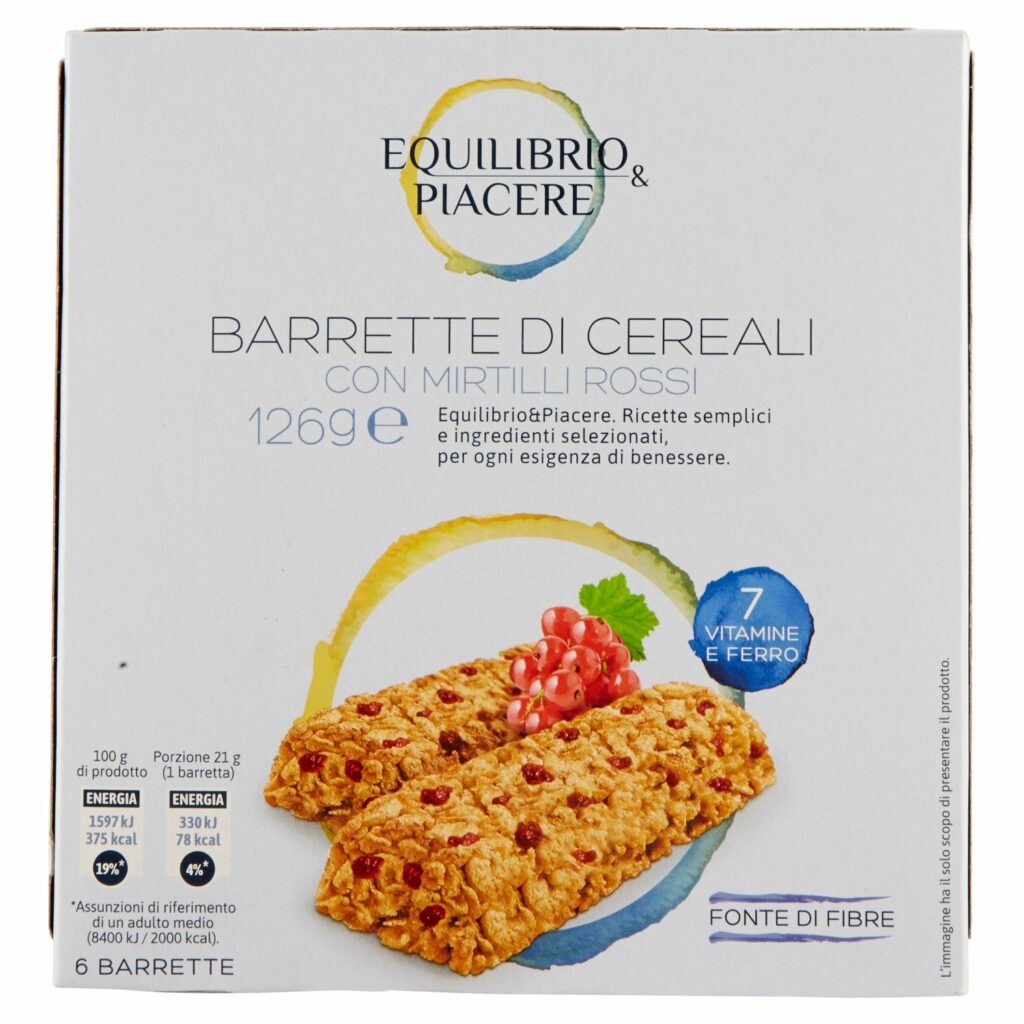 Equilibrio & Piacere Barrette di Cereali con Mirtilli Rossi 6 x 21 g