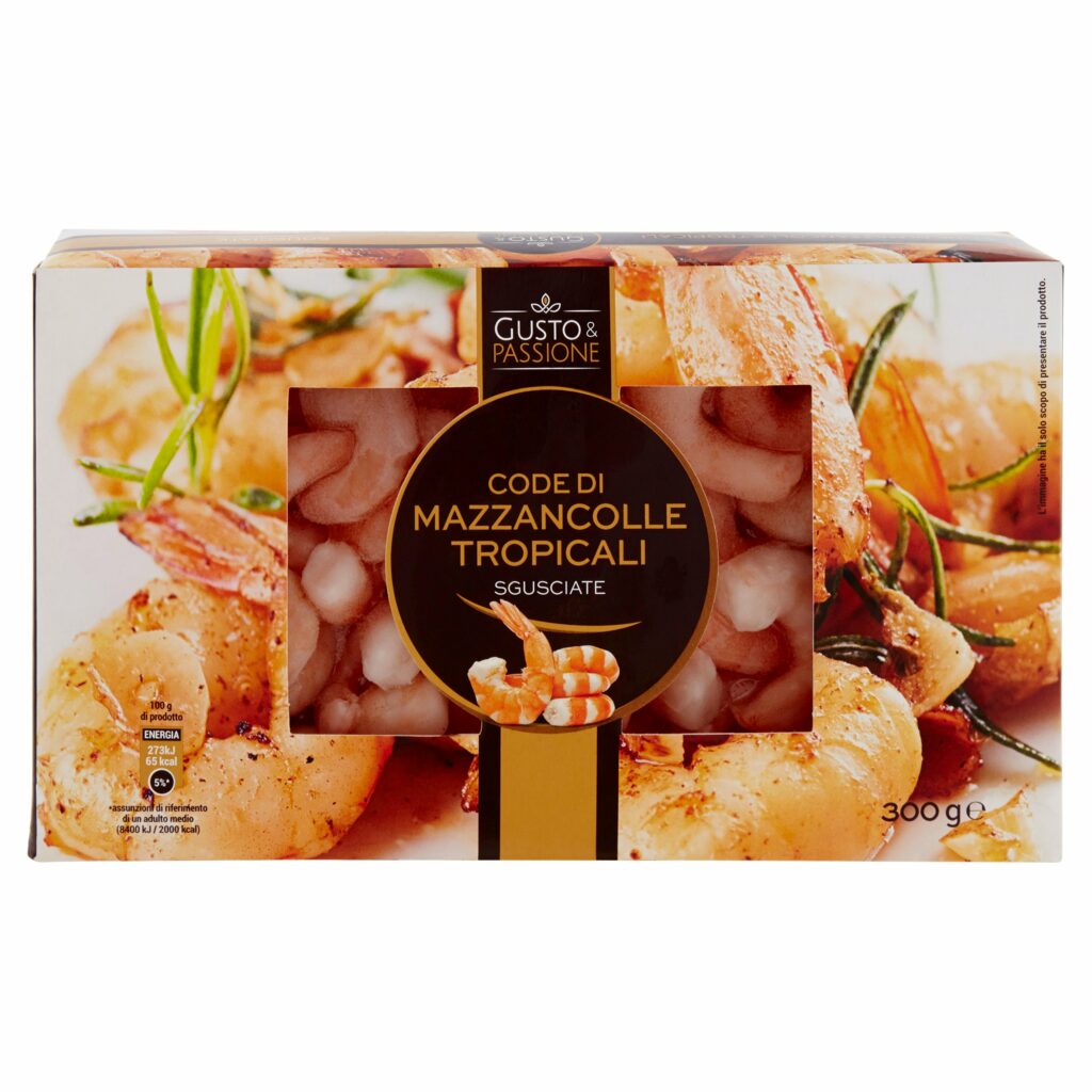 Gusto & Passione Code di Mazzancolle Tropicali Sgusciate 300 g
