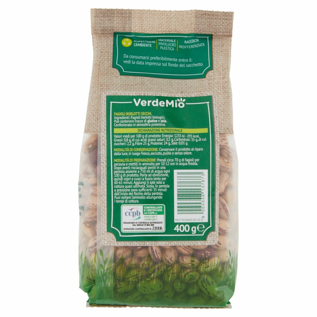 VerdeMio Fagioli Borlotti Secchi biologico 400 g