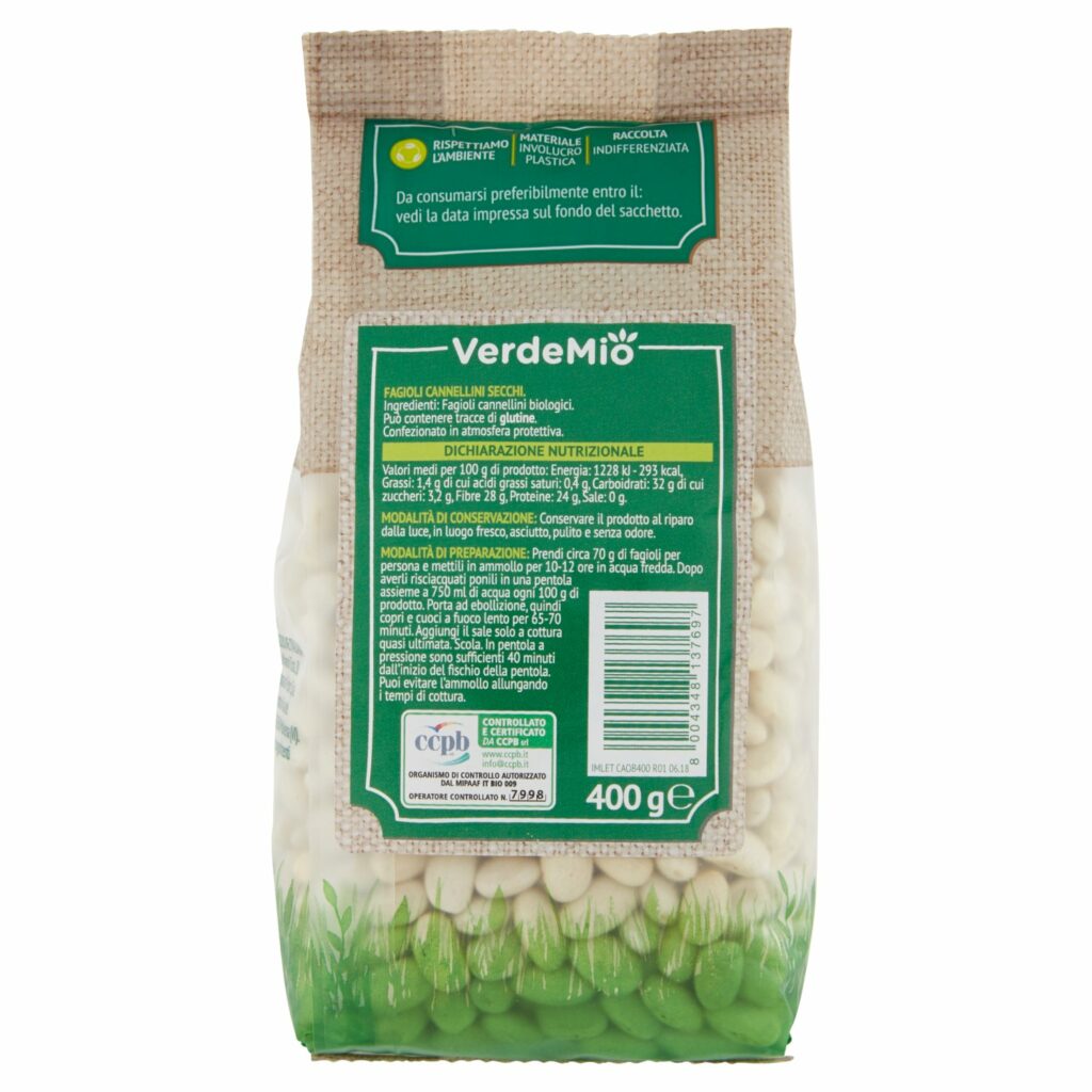 VerdeMio Fagioli Cannellini Secchi biologico 400 g