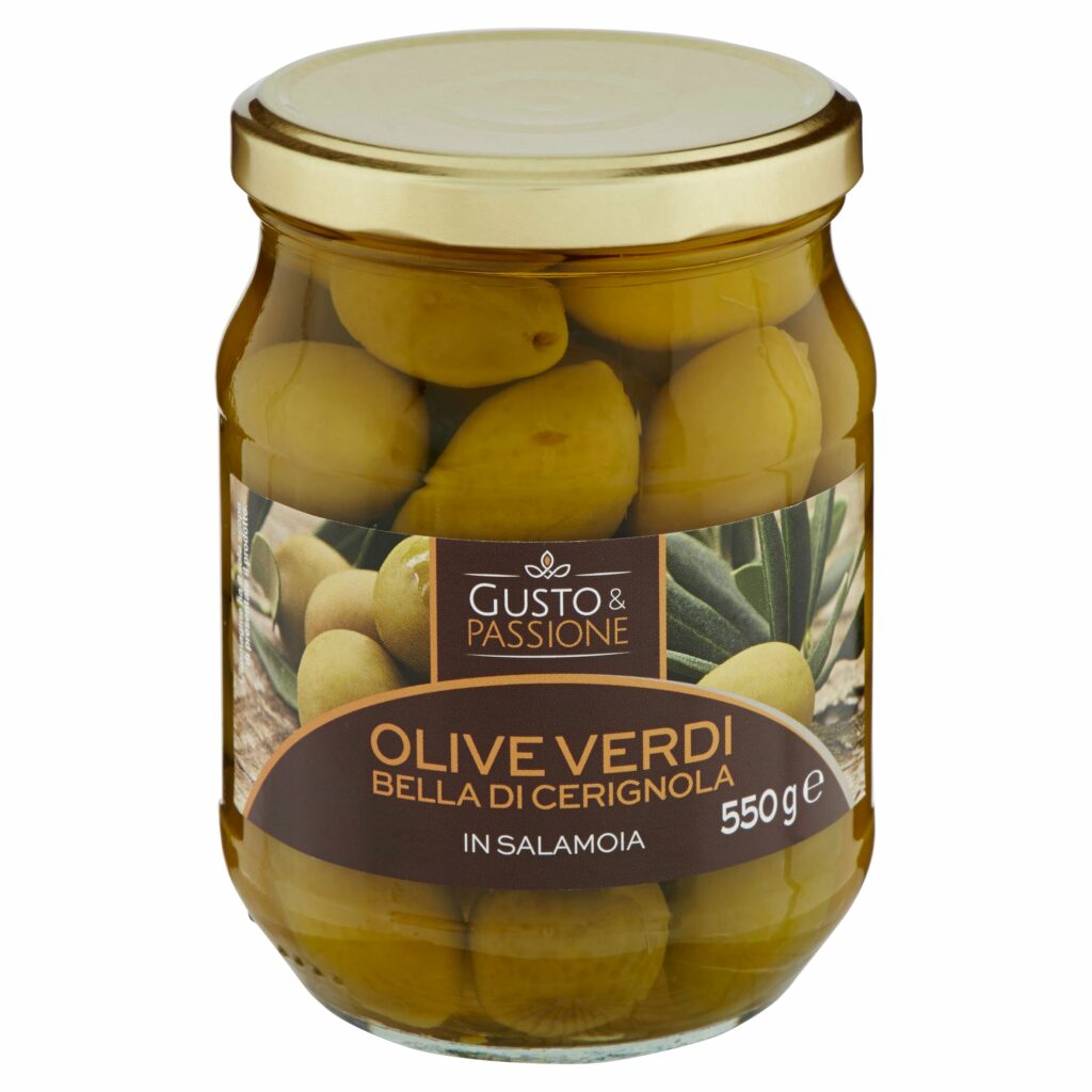 Gusto & Passione Olive Verdi Bella di Cerignola in Salamoia 550 g
