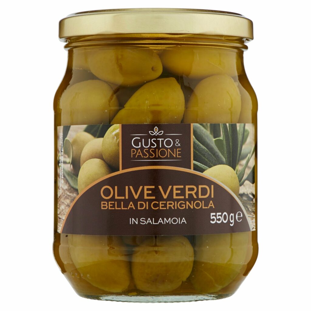Gusto & Passione Olive Verdi Bella di Cerignola in Salamoia 550 g