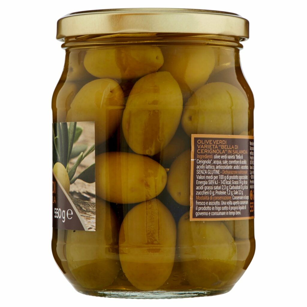 Gusto & Passione Olive Verdi Bella di Cerignola in Salamoia 550 g