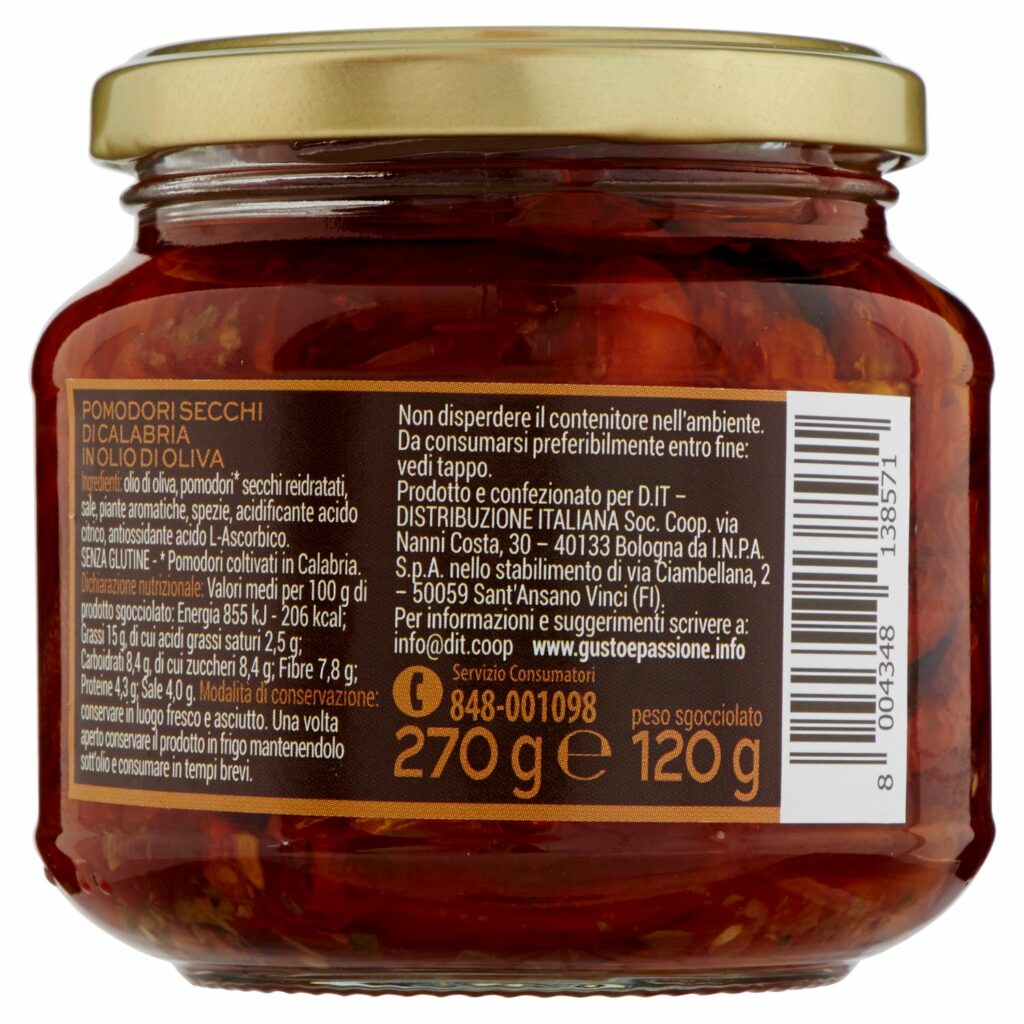 Gusto & Passione Pomodori Secchi di Calabria in Olio di Oliva 270 g