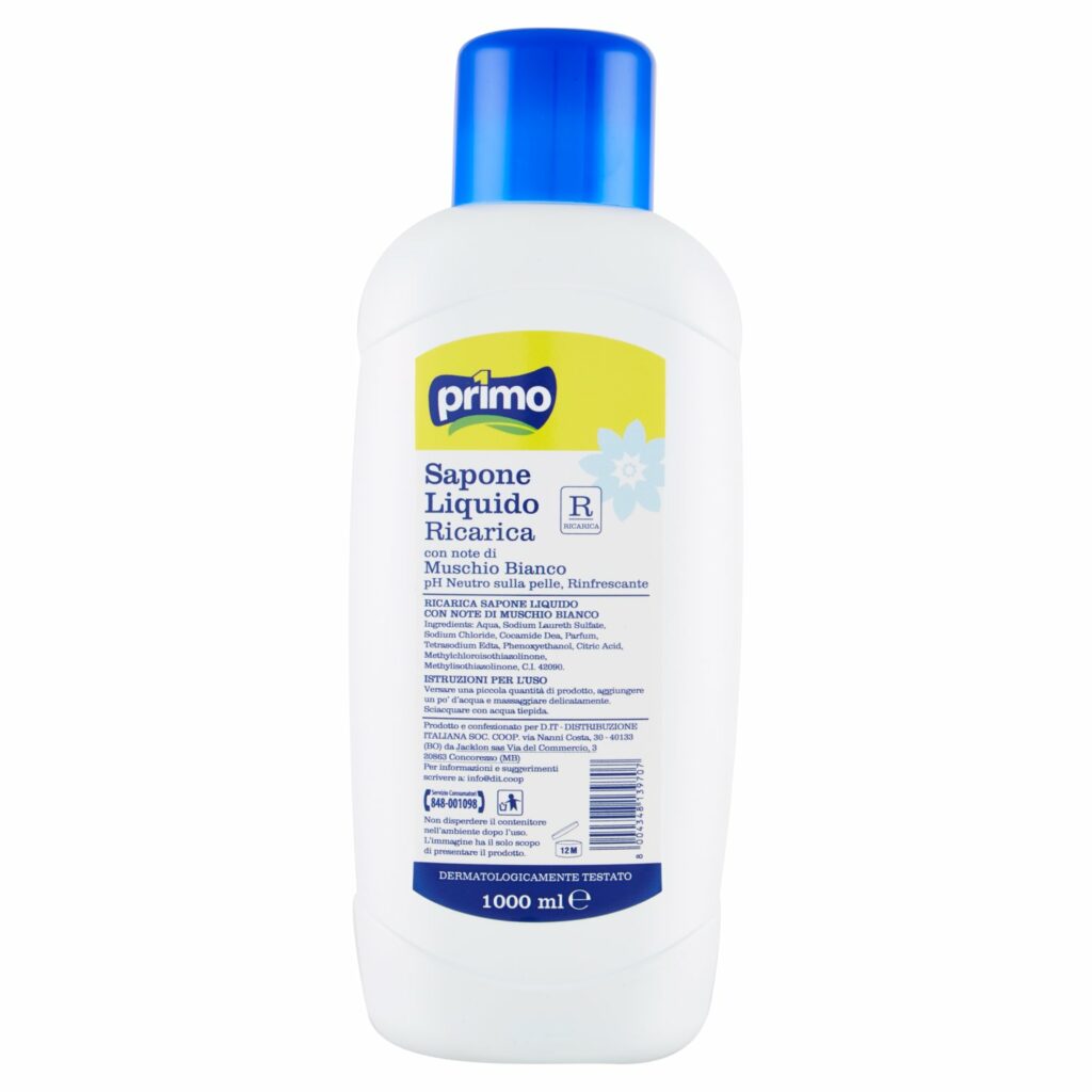 Primo Sapone Liquido Ricarica con note di Muschio Bianco 1000 ml