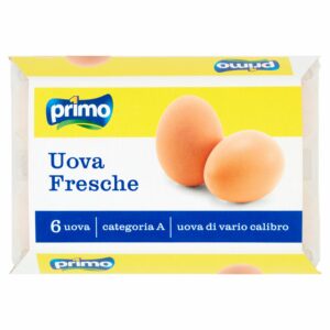 Primo Uova Fresche 6 Uova Categoria A uova di vario calibro 330 g