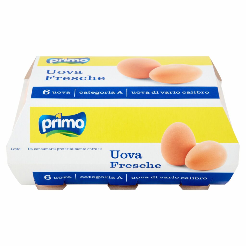 Primo Uova Fresche 6 Uova Categoria A uova di vario calibro 330 g