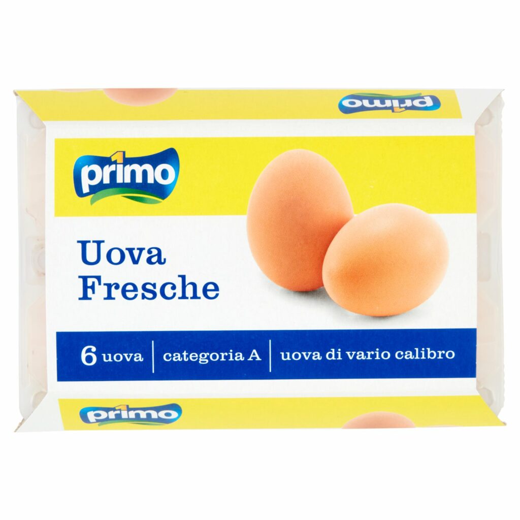 Primo Uova Fresche 6 Uova Categoria A uova di vario calibro 330 g
