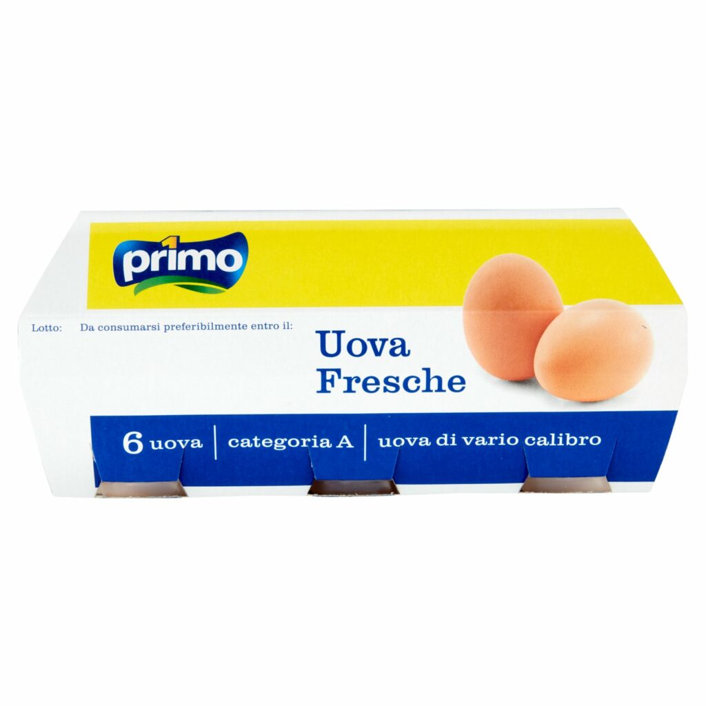 Primo Uova Fresche 6 Uova Categoria A uova di vario calibro 330 g