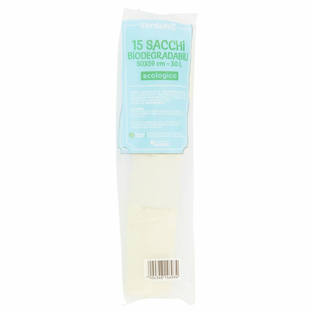 VerdeMio Sacchi Biodegradabili 50x59 cm 30 L ecologico 15 pz