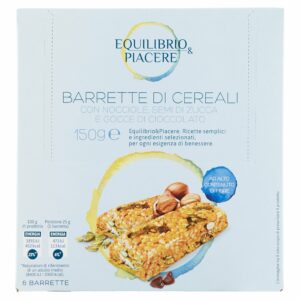 Equilibrio & Piacere Barrette di Cereali con Nocciole Semi di Zucca e Gocce di Cioccolato 6 x 25 g