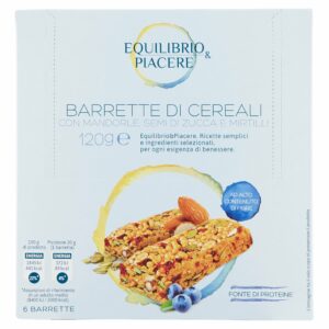 Equilibrio & Piacere Barrette di Cereali con Mandorle, Semi di Zucca e Mirtilli 6 x 20 g