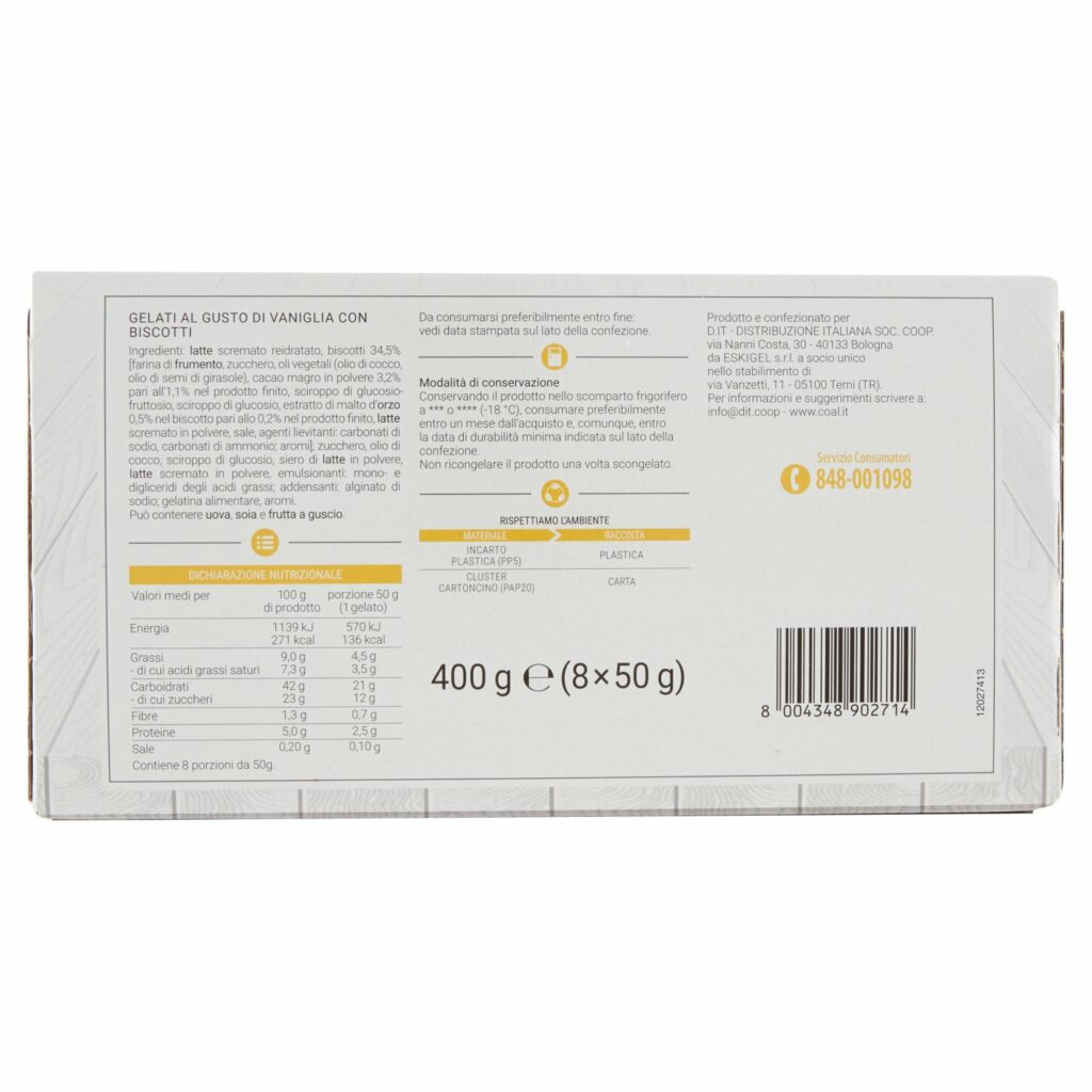 Coal Biscotto al gusto di vaniglia 8 x 50 g
