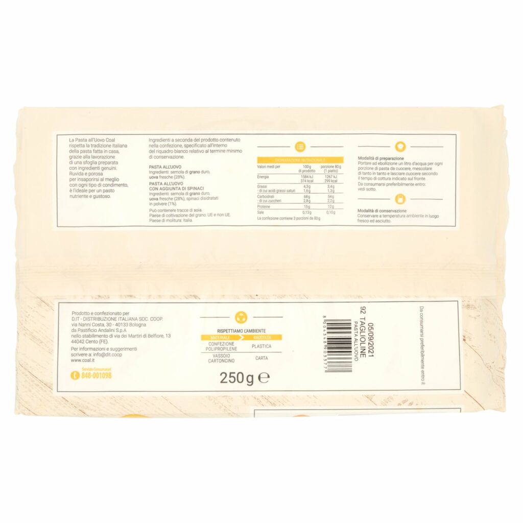 Coal Pasta all'Uovo 92 Taglioline 250 g