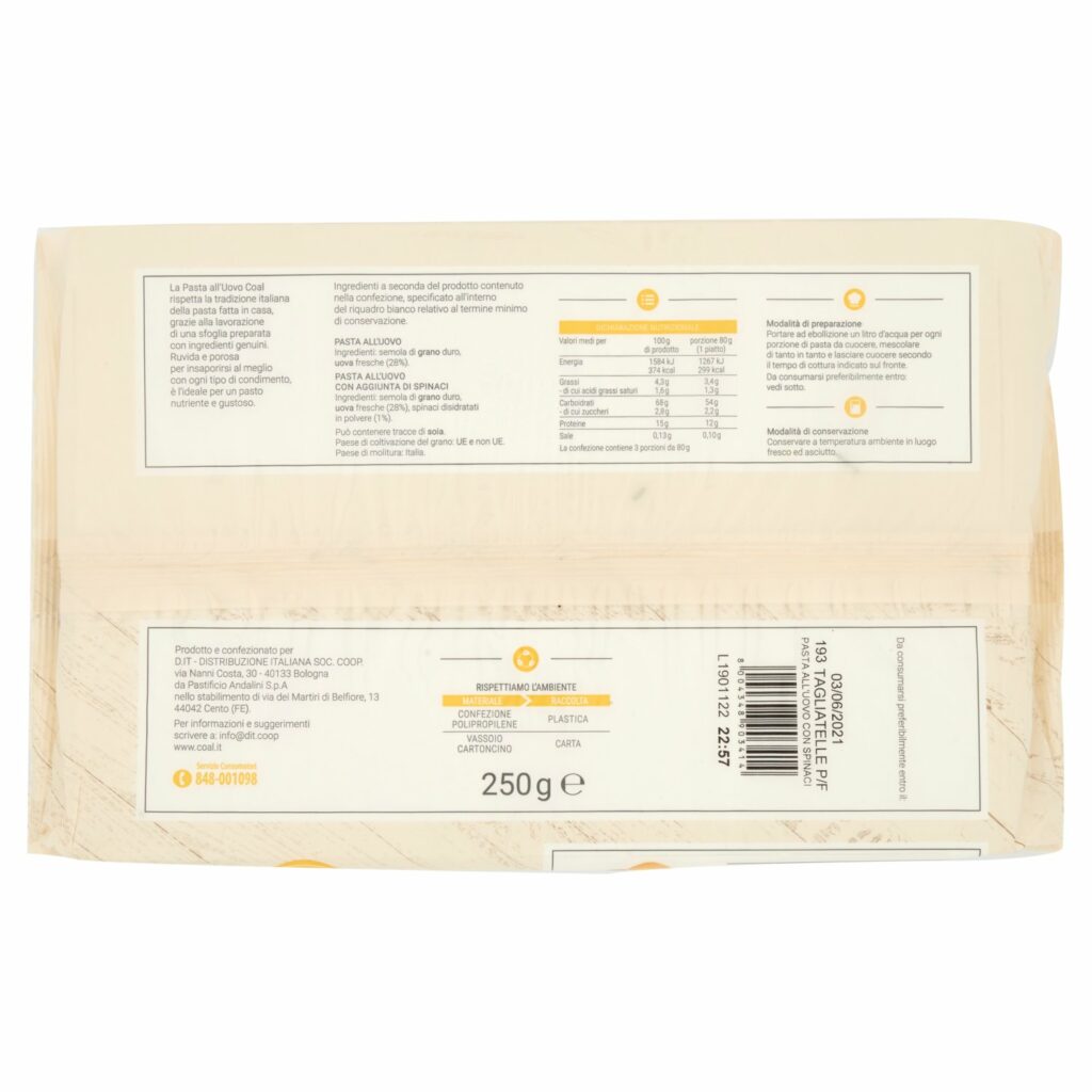 Coal Pasta all'Uovo 193 Tagliatelle P/F 250 g