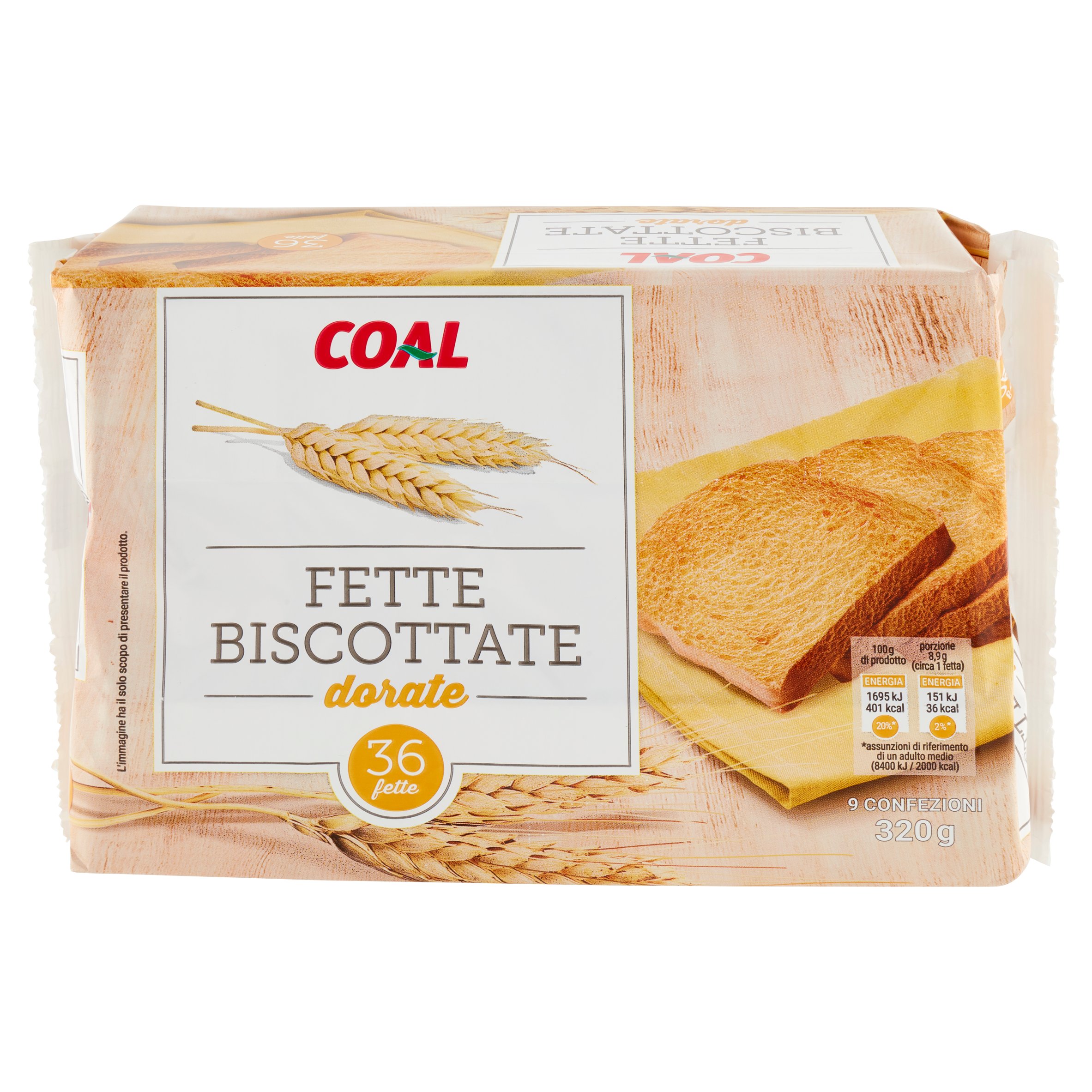 Coal Fette Biscottate dorate 36 fette 9 Confezioni 320 g - SuperSISA