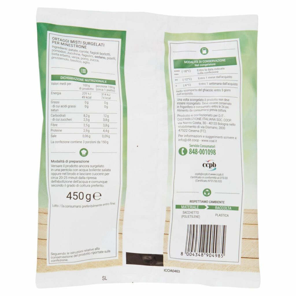 Coal Minestrone di Verdure surgelato 450 g
