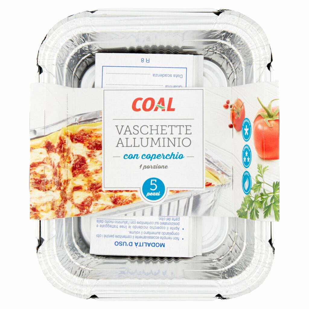 Coal Vaschette Alluminio con coperchio 1 porzione 5 pz