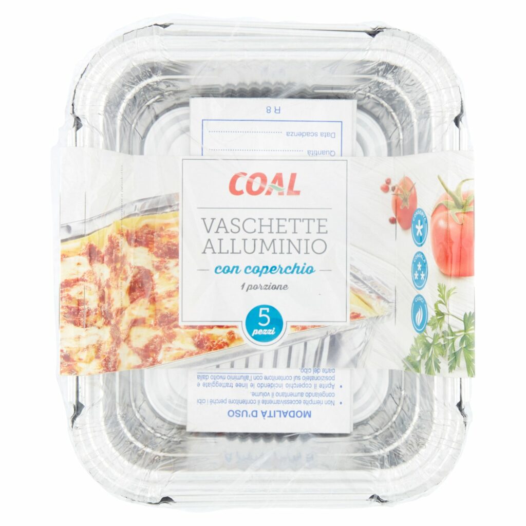 Coal Vaschette Alluminio con coperchio 1 porzione 5 pz