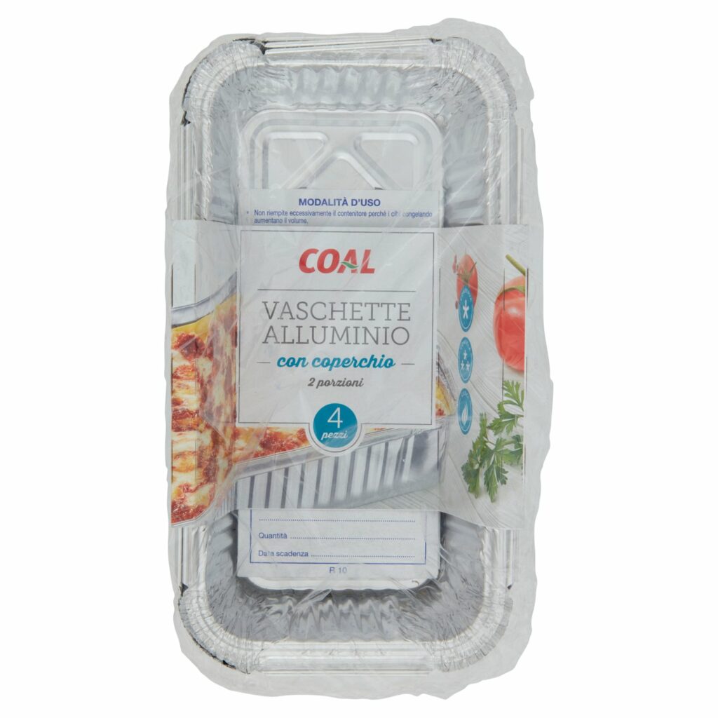 Coal Vaschette Alluminio con coperchio 2 porzioni 4 pz