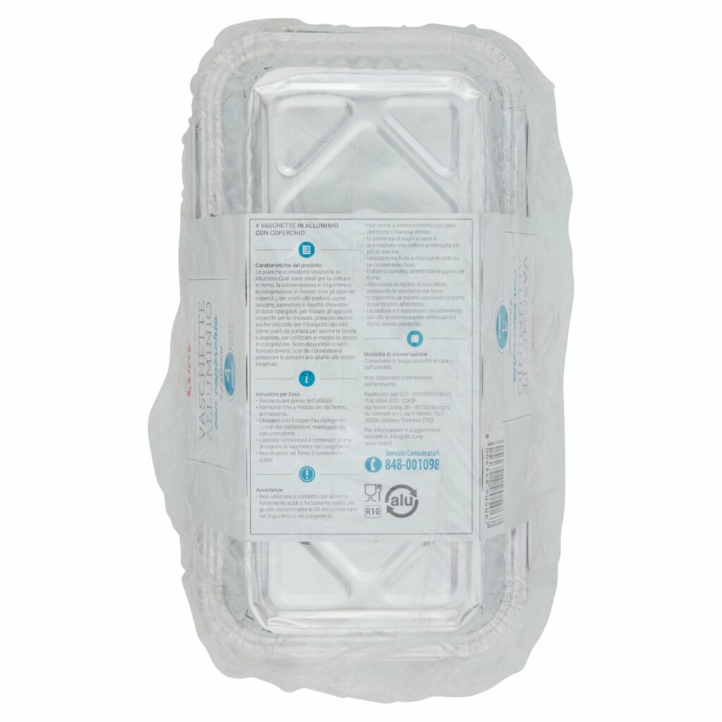 Coal Vaschette Alluminio con coperchio 2 porzioni 4 pz