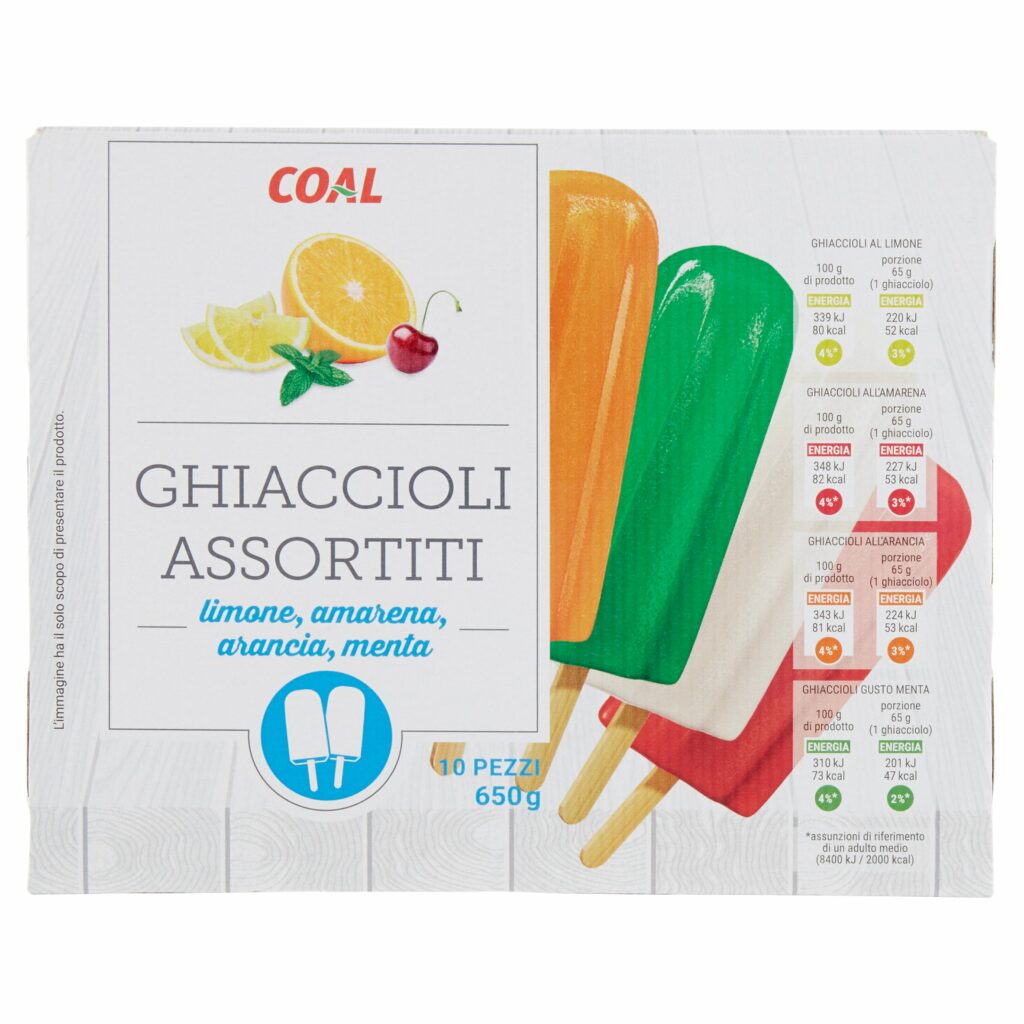 Coal Ghiaccioli Assortiti limone, amarena, arancia, menta 10 x 65 g