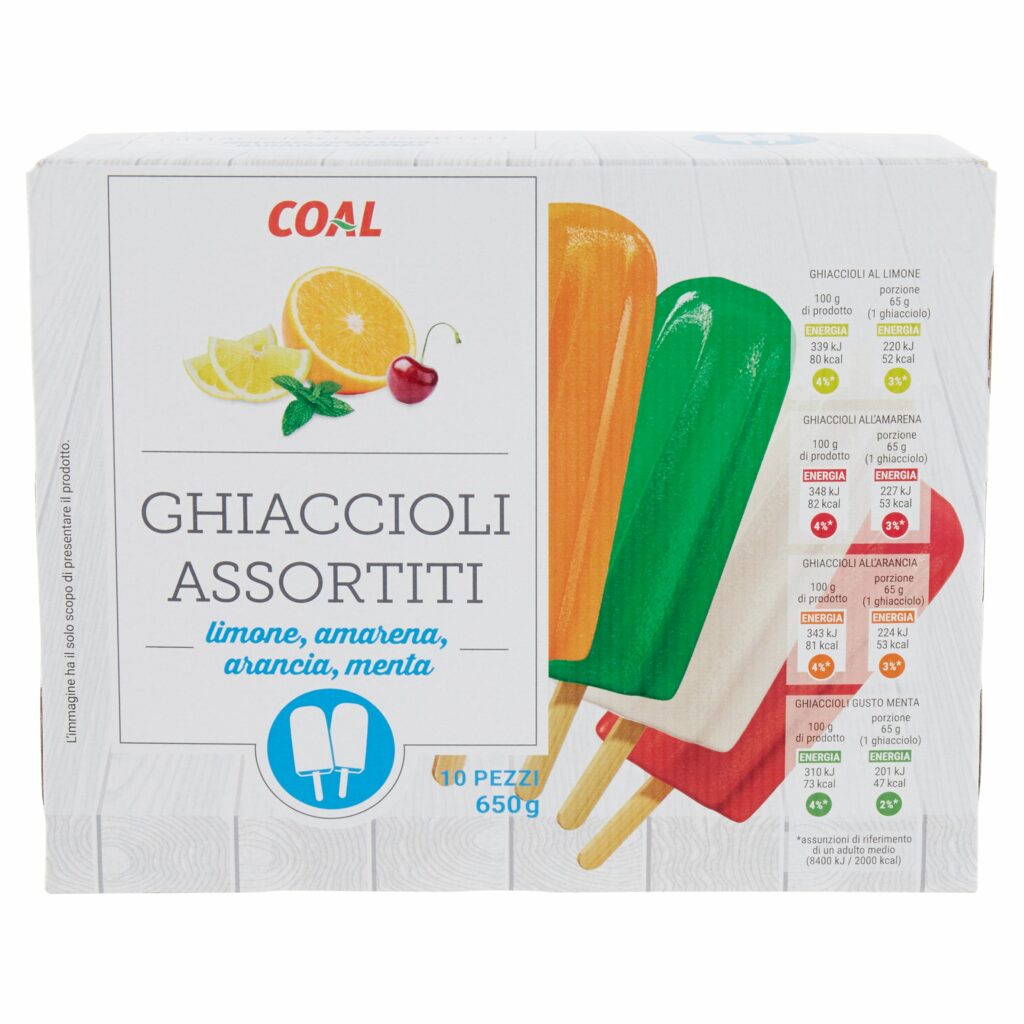 Coal Ghiaccioli Assortiti limone, amarena, arancia, menta 10 x 65 g