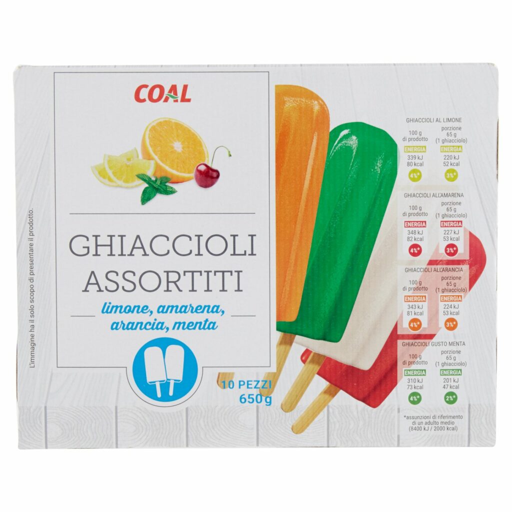 Coal Ghiaccioli Assortiti limone, amarena, arancia, menta 10 x 65 g