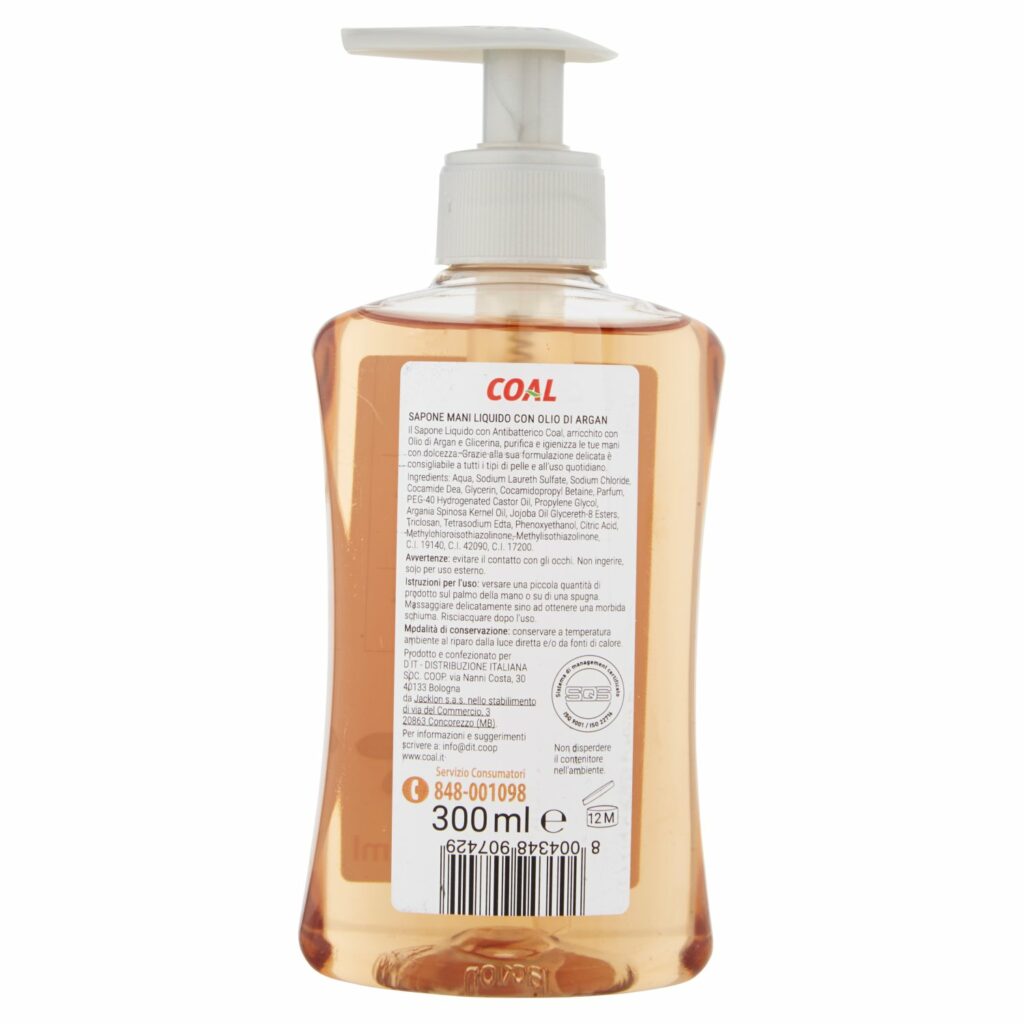 Coal Sapone Mani olio di argan con antibatterico 300 ml