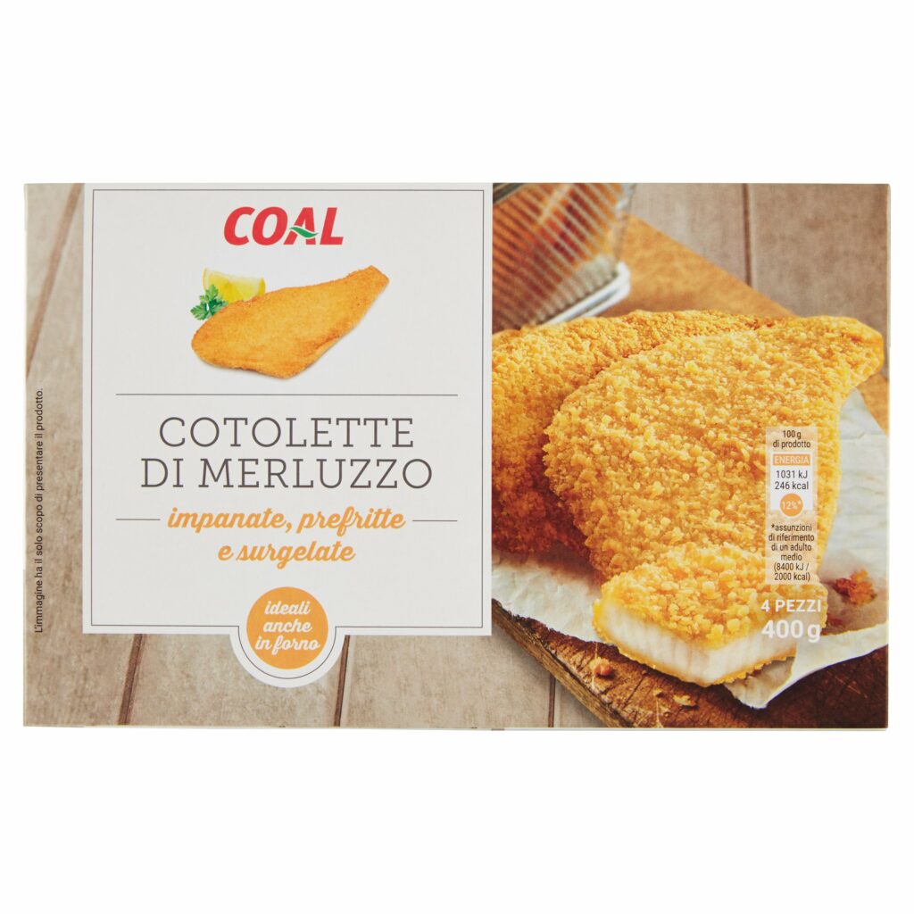 Coal Cotolette di Merluzzo impanate, prefritte e surgelate 400 g