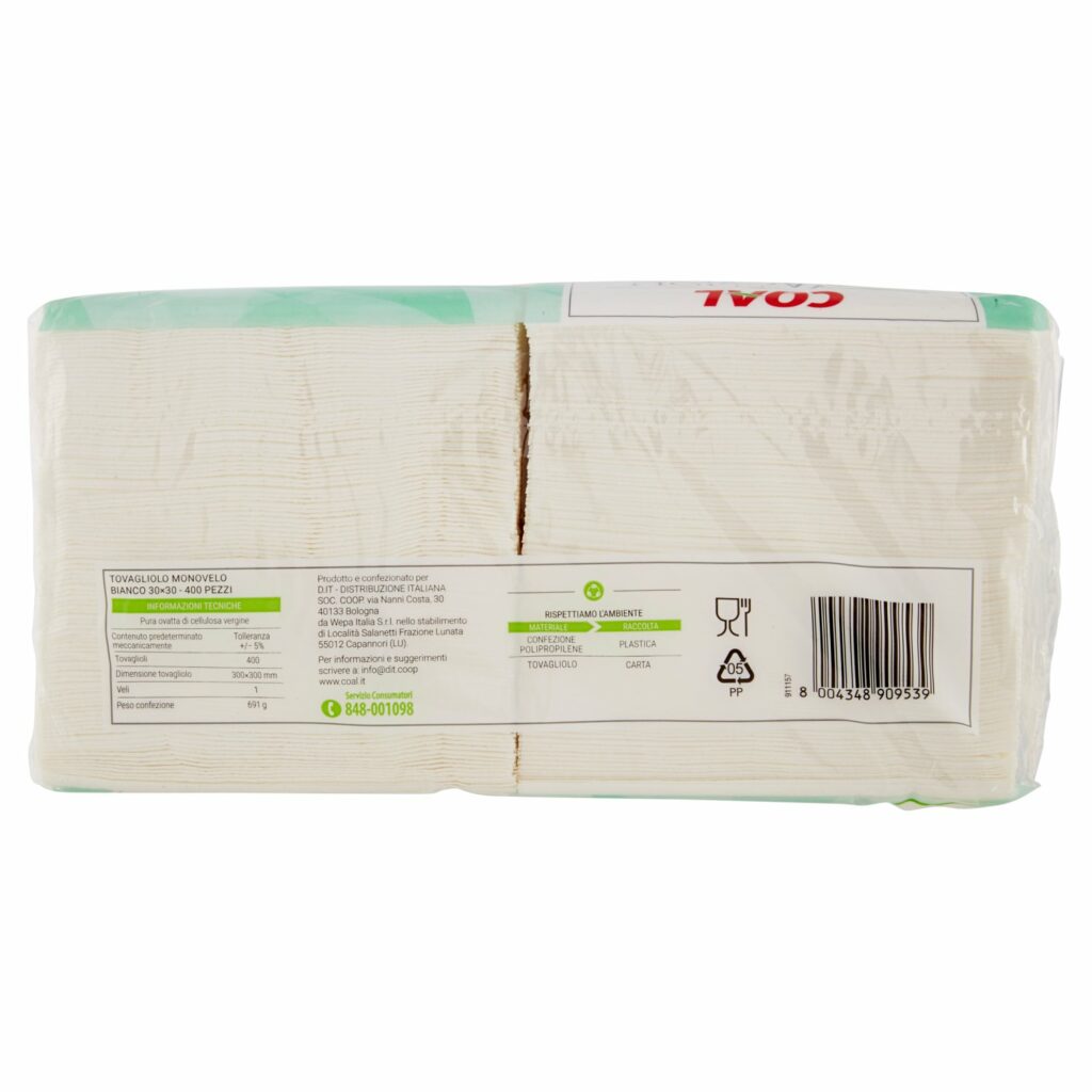 Coal Tovaglioli Monovelo 30x30 400 pz