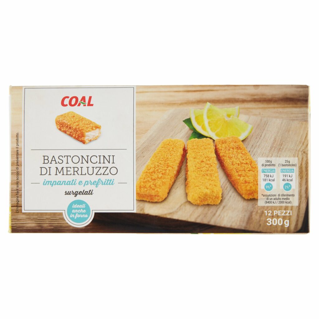 Coal Bastoncini di Merluzzo impanati e prefritti surgelati 12 x 25 g