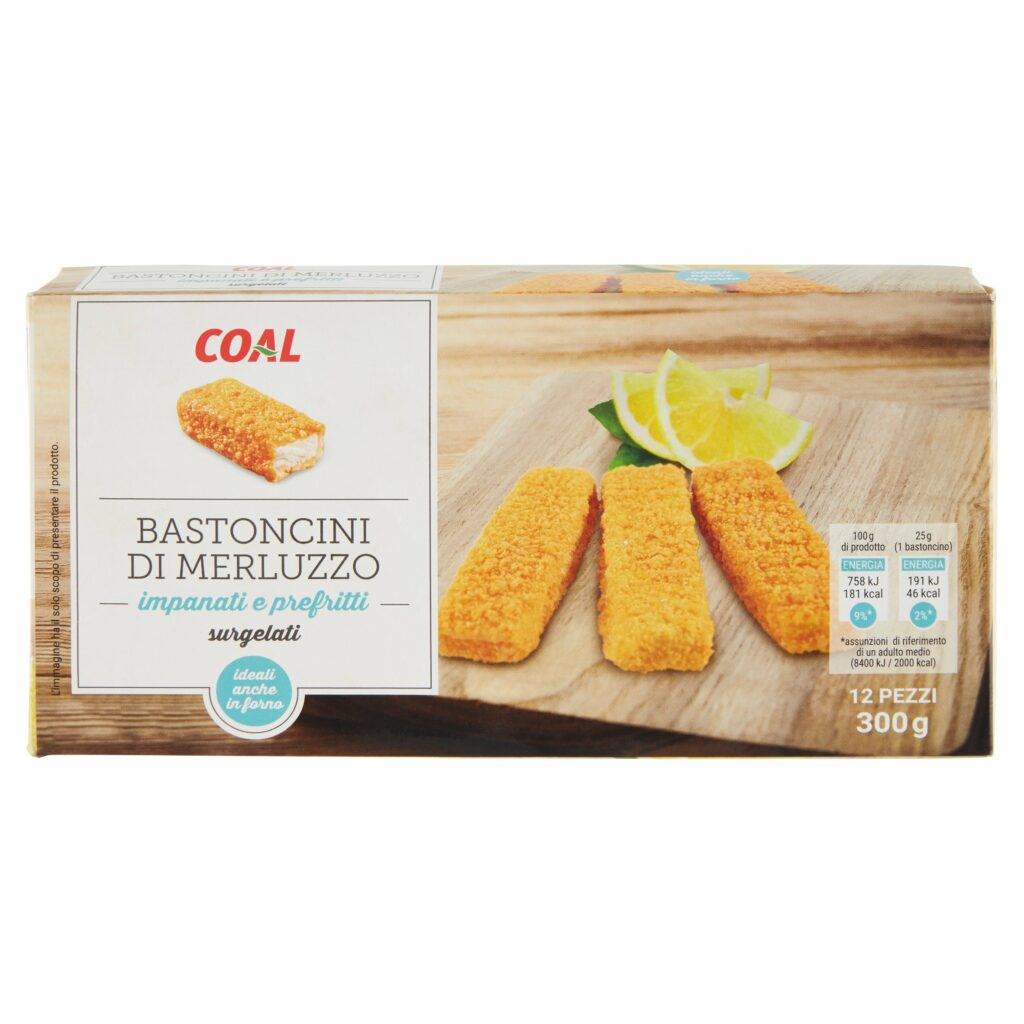 Coal Bastoncini di Merluzzo impanati e prefritti surgelati 12 x 25 g