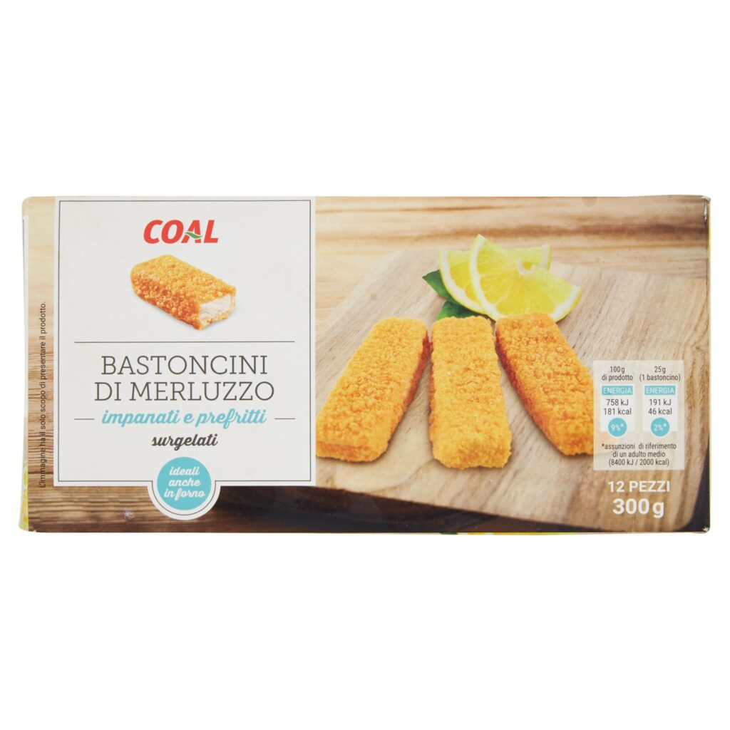 Coal Bastoncini di Merluzzo impanati e prefritti surgelati 12 x 25 g