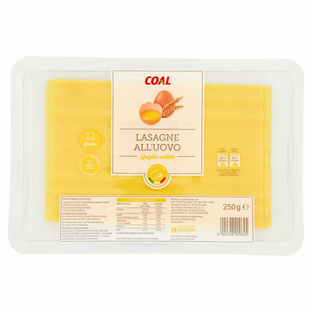 Coal Lasagne all'Uovo sfoglia sottile 250 g