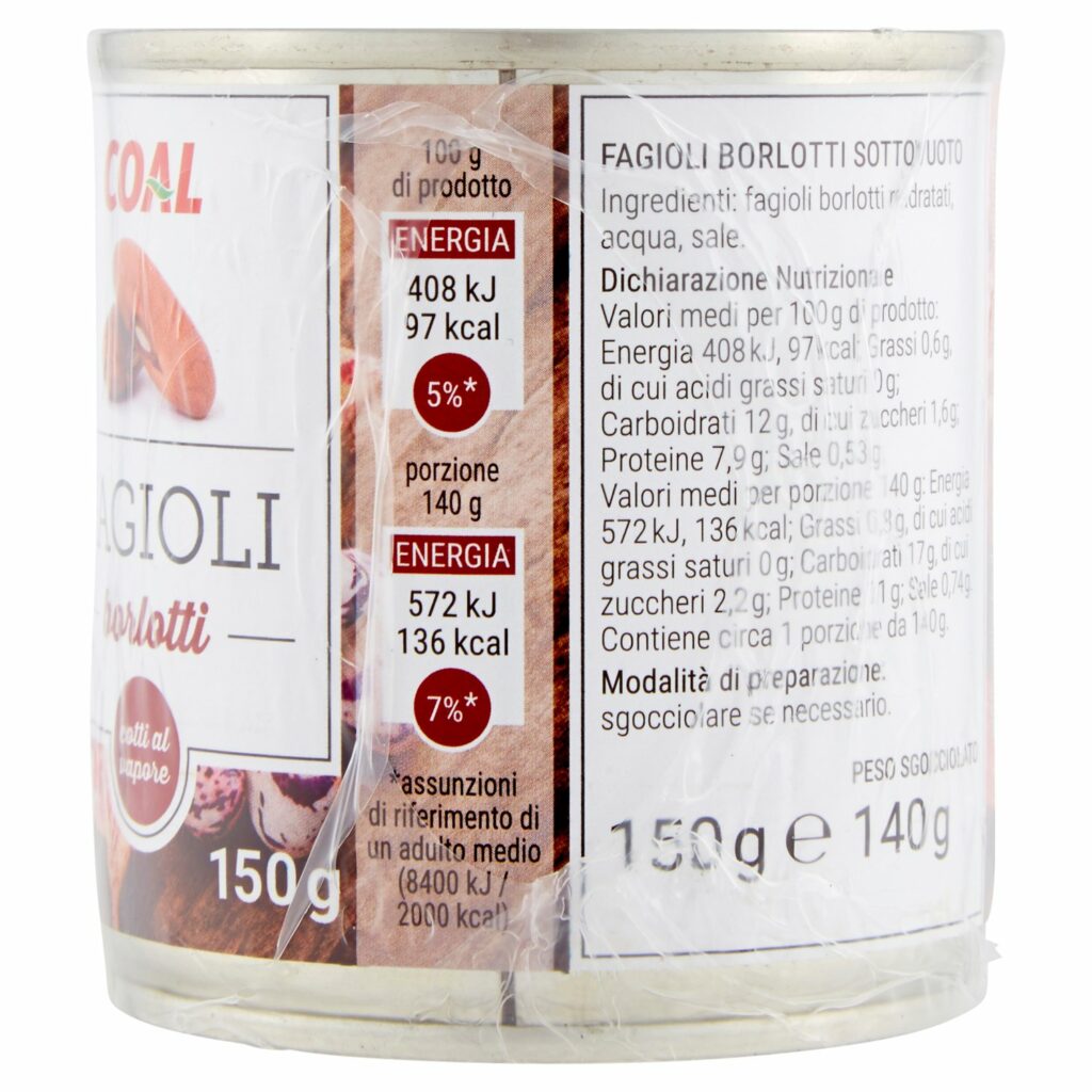 Coal Fagioli borlotti cotti al vapore 3 x 150 g