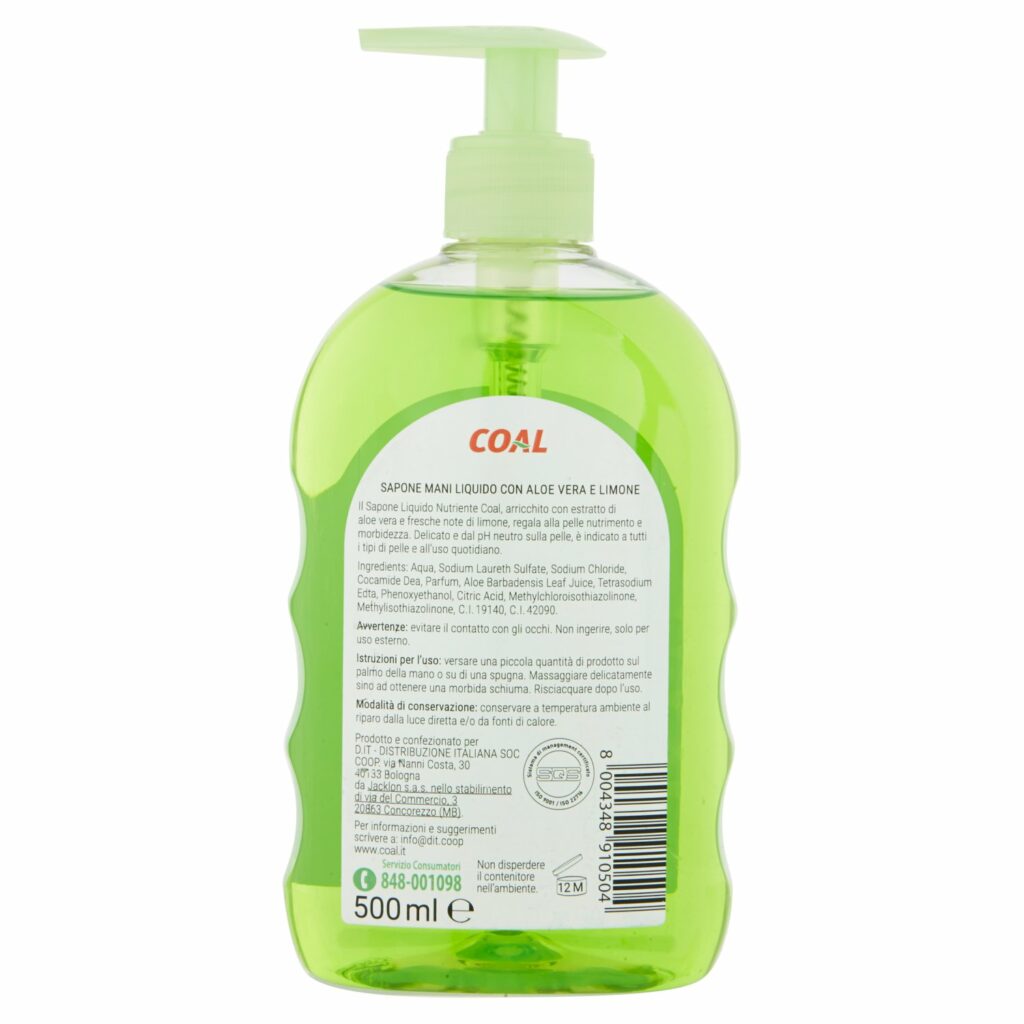 Coal Sapone Mani con aloe vera e limone rinfrescante 500 ml