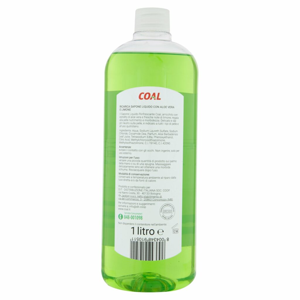 Coal Ricarica Sapone con aloe vera e limone rinfrescante 1 L