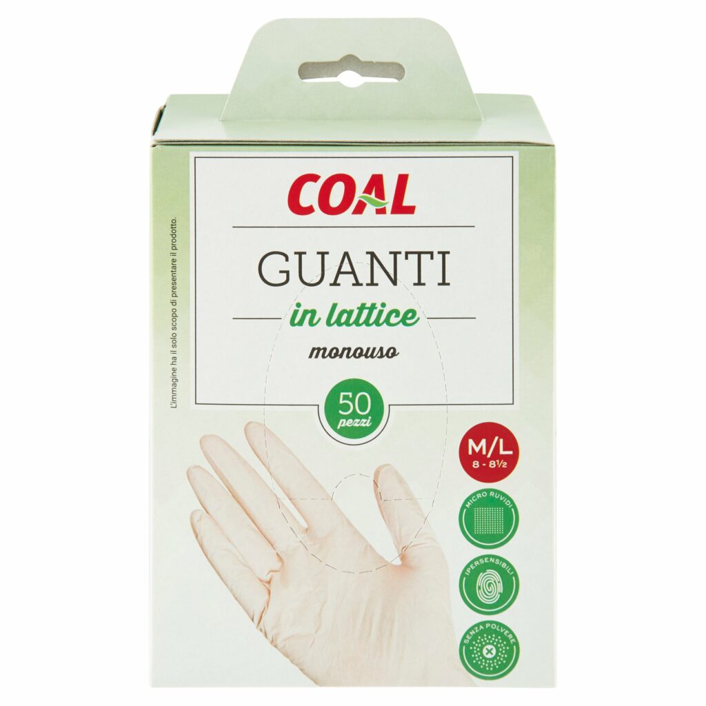Coal Guanti in lattice monouso M/L 8-8½ 50 pz
