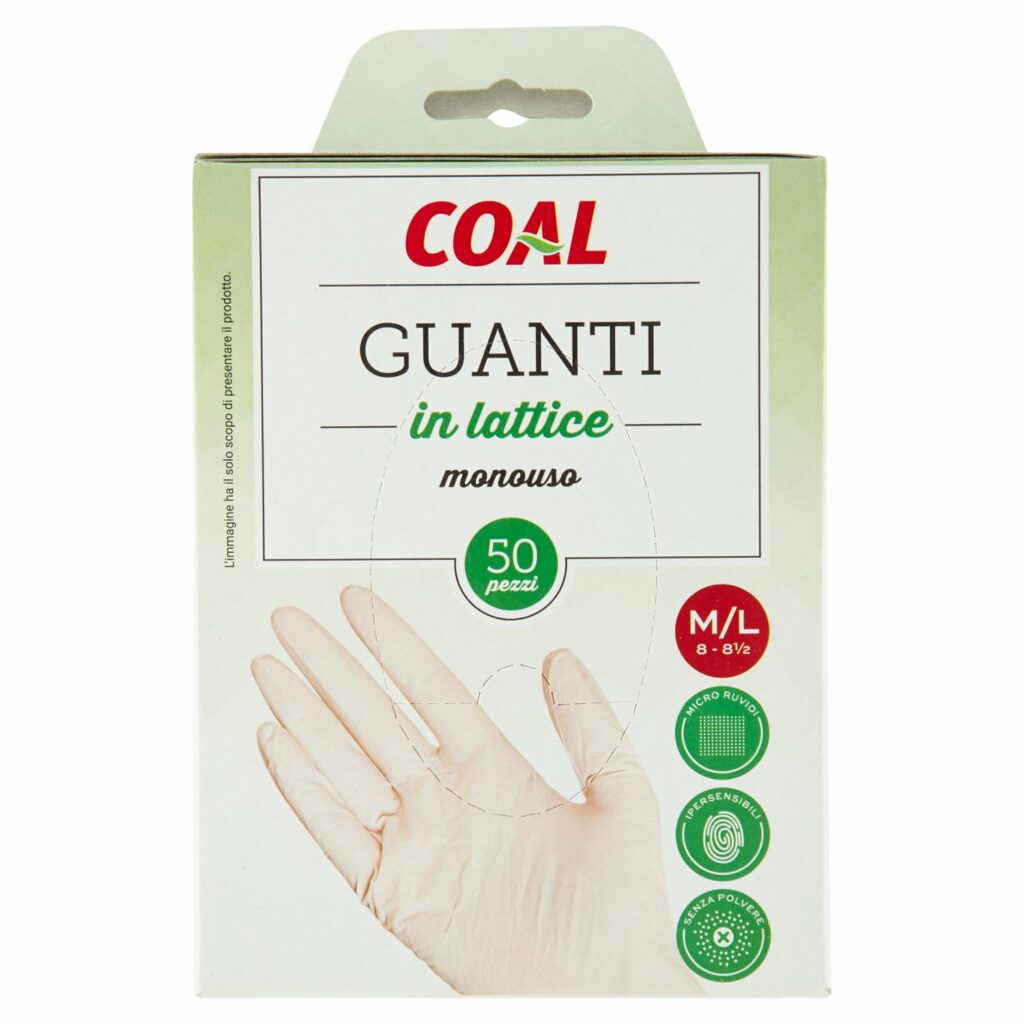 Coal Guanti in lattice monouso M/L 8-8½ 50 pz