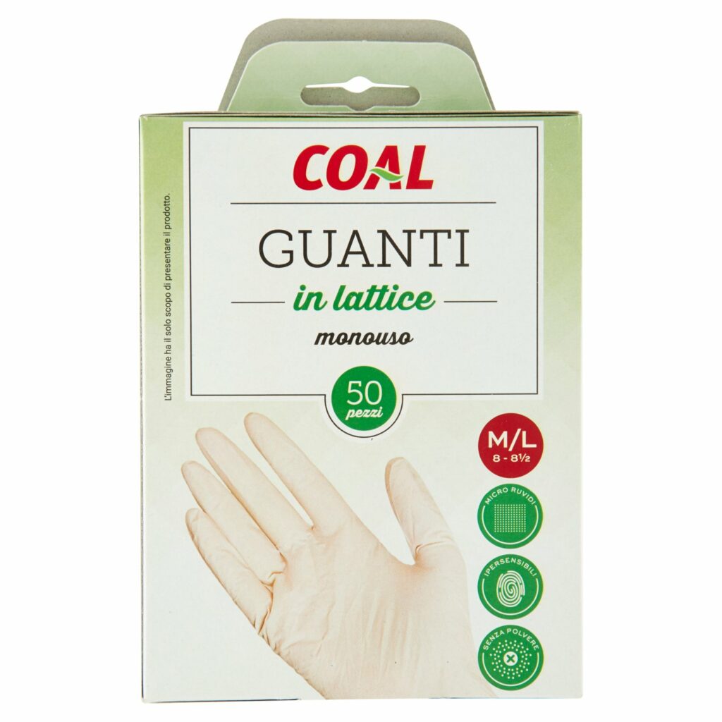 Coal Guanti in lattice monouso M/L 8-8½ 50 pz